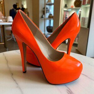 LAS LOSLANDIEN Orange Platform Heels Size 39 / US 9